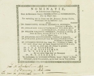 Wahlbekanntmachung der Hochdeutschen reformierten Gemeinde Amsterdam, 1791