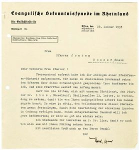 Schreiben von Heinrich Held an Lotte Josten, 28.1.1935, aus Bestand: AEKR Düsseldorf 5WV 016 (Rheinischer Pfarrfrauendienst), Nr. 21